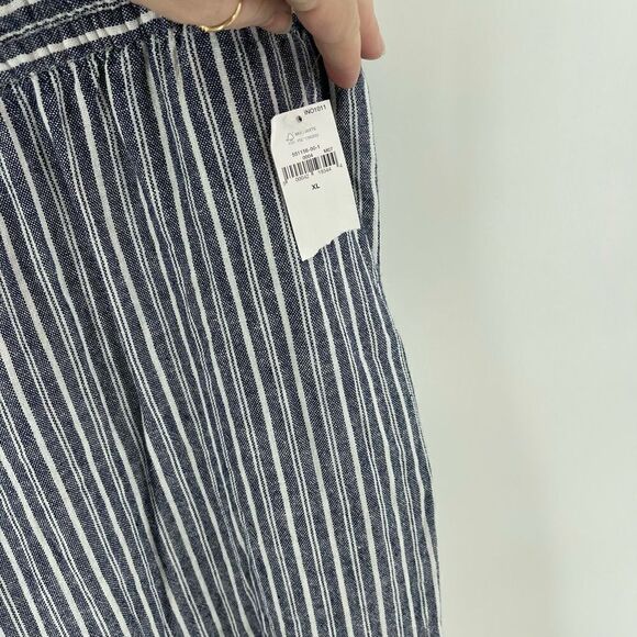 NWT Old Navy linen striped pants elastic waist XL high rise blue white - Picture 4 of 14